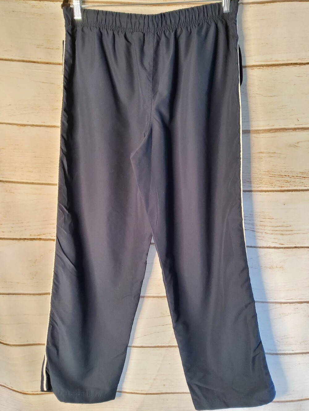Women's Large Petite Mountain Lake Navy Track Pants with White Side Stripe - Picture 2 of 7